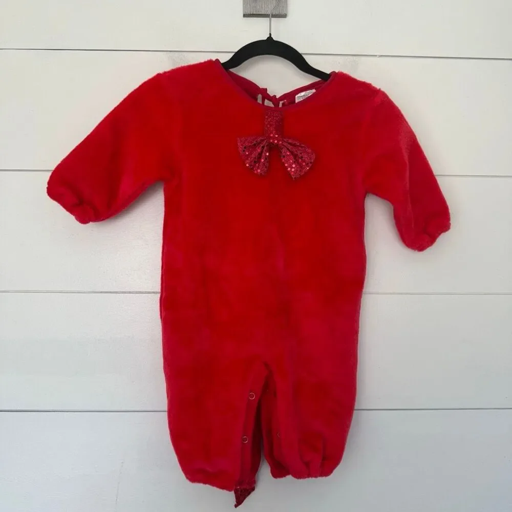 Red Furry Infant 18-24 Months Costume Baby Halloween Bow